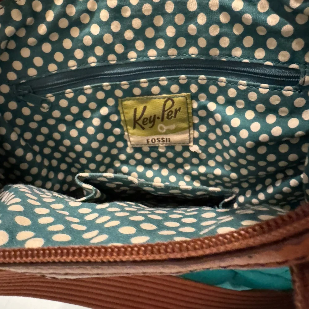Fossil Green and Brown Crossbody Bag with Adjustable Strap - Picture 5 of 5